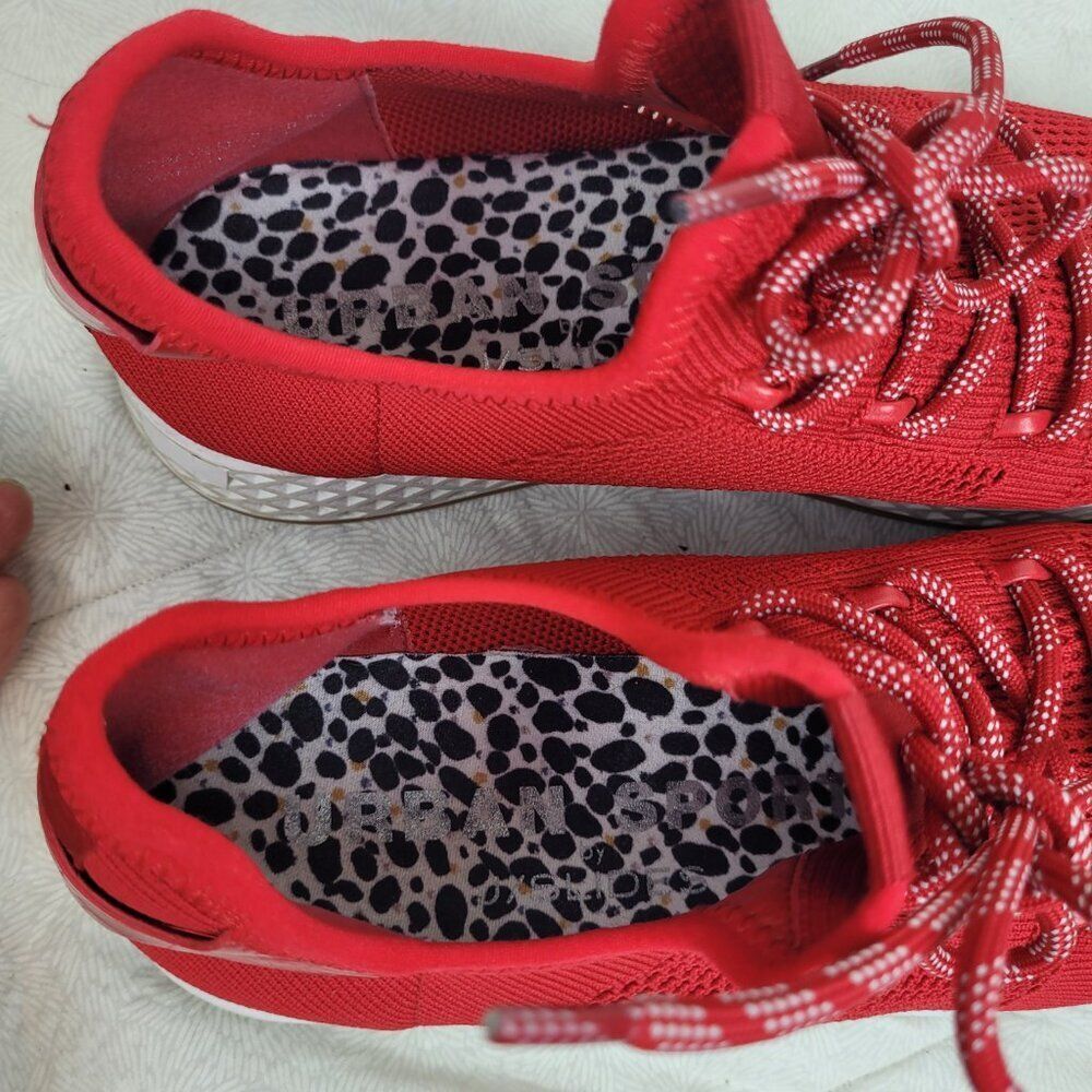 Urban Sport by J/Slide red mesh knit sport sneakers with white soles Ophelia  7 - Picture 5 of 10